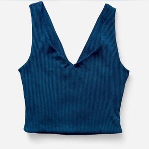 Amour Vert Rosa Paris Rib Crop Tank Navy Blue Size Small